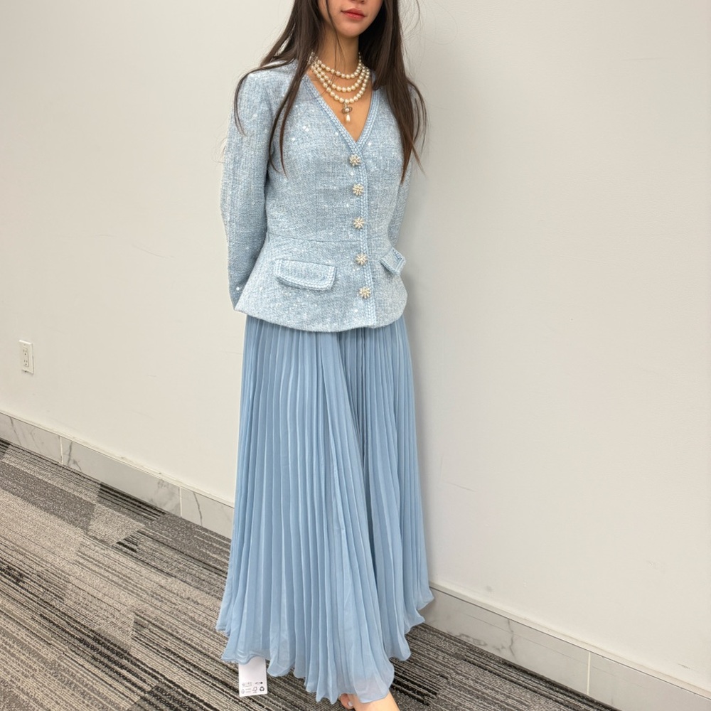 Self-Portrait Light Blue Midi Dress